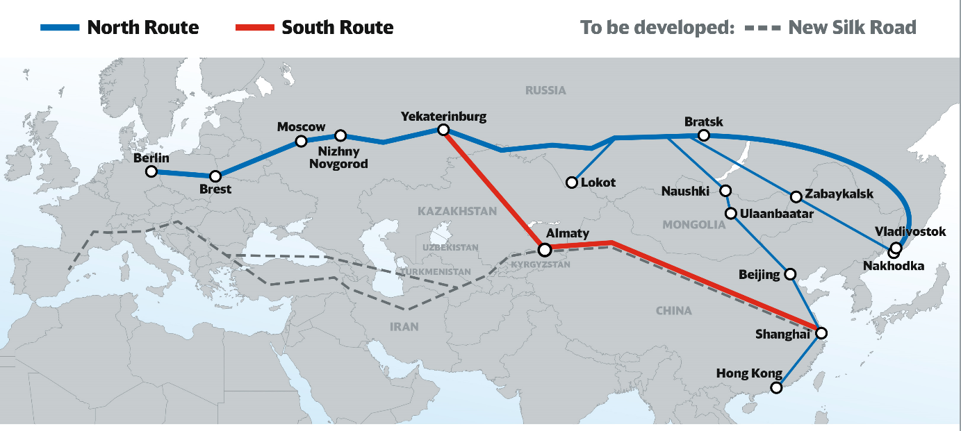 Map 3 The Trans-Eurasian land bridge